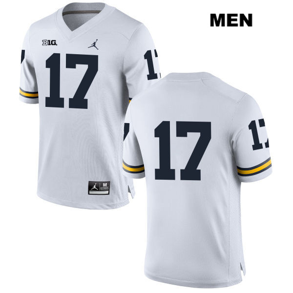 Men's NCAA Michigan Wolverines Tyrone Wheatley #17 No Name White Jordan Brand Authentic Stitched Football College Jersey OA25J73FV